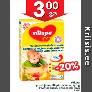 Allahindlus - Milupa puuvilja-vanilli piimapuder, 250 g