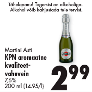 Allahindlus - Martini Asti KPN aromaatne kvaliteetvahuvein