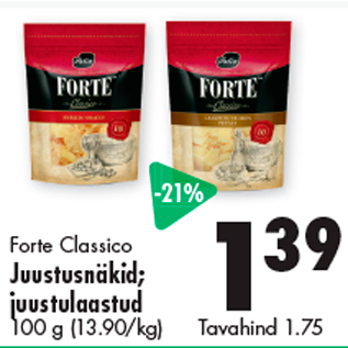 Allahindlus - Forte Classico Juustusnäkid; juustulaastud