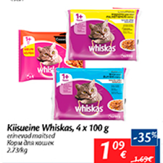 Allahindlus - Kiisueine Whiskas, 4 x 100 g