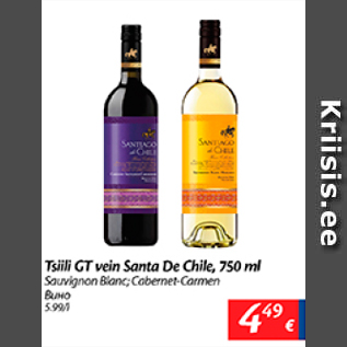 Allahindlus - Tšilli GT vein Santa De Chile, 750 ml