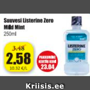 Allahindlus - Suuvesi Listerine Zero Mild Mint, 250 ml