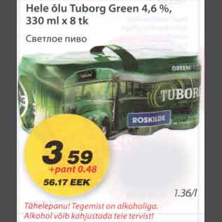 Allahindlus - Hele õlu Tuborg Green