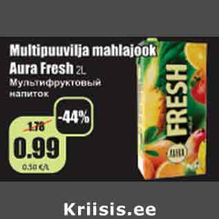 Allahindlus - Multipuuvilja mahlajook Aura Fresh 2 L