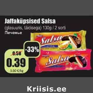 Allahindlus - Jaffaküpsised Salsa (glasuuris, täidisega) 130 g/ 2 sorti