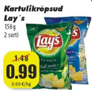 Allahindlus - Kartulikrõpsud Lay´s