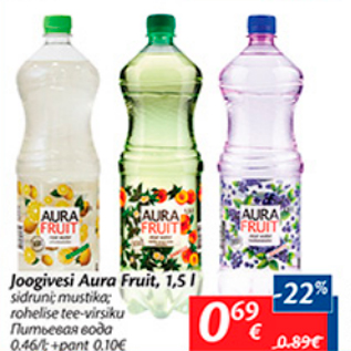 Allahindlus - Joogivesi Aura Fruit, 1,5 l