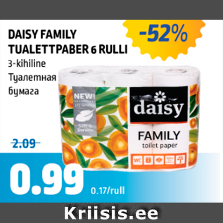 Allahindlus - dAISY FAMILY TUALETTPABER 6 RULLI