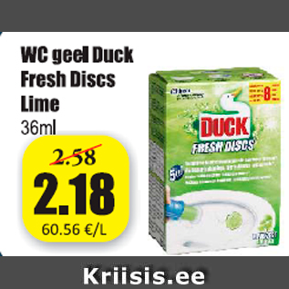 Allahindlus - WC geel Duck Fresh Discs Lime 36 ml