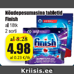 Allahindlus - Nõudepesumasina tabletid Finish