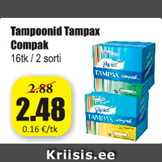 Allahindlus - Tampoonid Tampax Compak