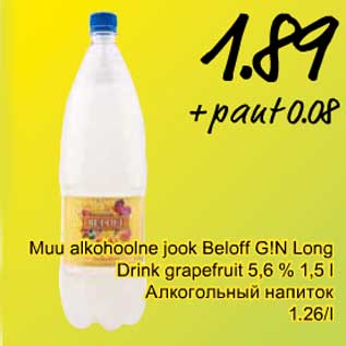 Allahindlus - Muu alkohoolne jook Beloff G!N Long Drink grapefruit