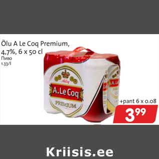 Allahindlus - Õlu A Le Coq Premium,