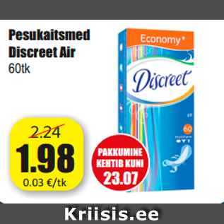 Allahindlus - Pesukaitsmed Discreet Air 60tk