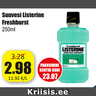 Allahindlus - Suuvesi Listerine Freshburst 250ml