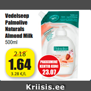 Allahindlus - Vedelseep Palmolive Naturals Almond Milk 500ml