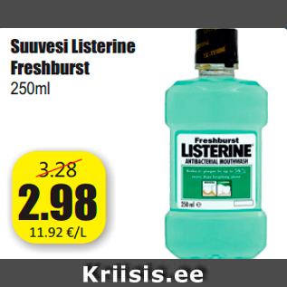 Allahindlus - Suuvesi Listerine Freshburst 250ml