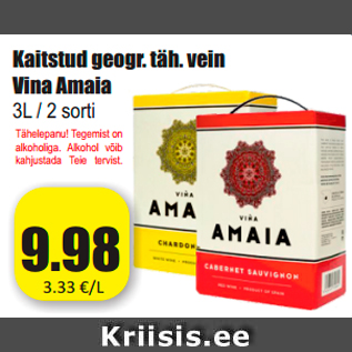 Allahindlus - Kaitstud geogr. täh. vein Vina Amaia