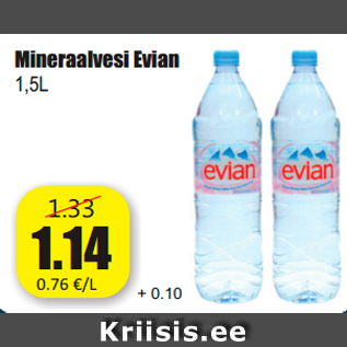 Allahindlus - Mineraalvesi Evian 1,5L