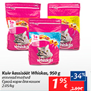 Allahindlus - Kuiv kassisööt Whiskas, 950 g