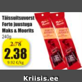 Allahindlus - Täissuitsuvorst Forte juustuga Maks & Moorits 240 g