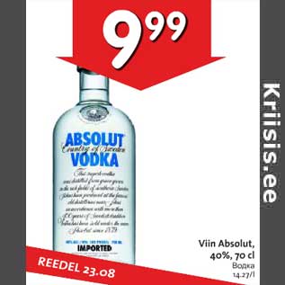 Allahindlus - Viin Absolut, 40%, 70 cl