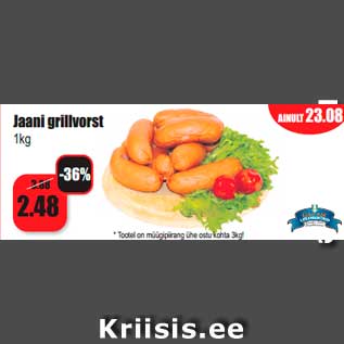 Allahindlus - Jaani grillvorst kg