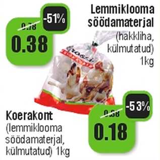 Allahindlus - Lemmiklooma söödamaterjal (hakkliha külmutatud) 1 kg Koerakont (lemmiklooma söödamaterjal, külmutatud) 1 kg