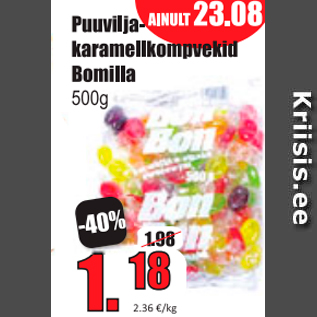 Allahindlus - Puuviljakaramellikompvekid Bomilla, 500 g