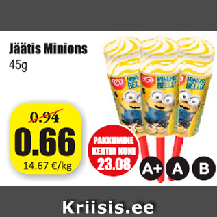 Allahindlus - Jäätis Minions 45 g