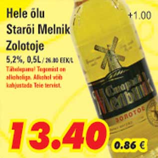 Allahindlus - Hele õlu Starõi Melnik Zolotoje