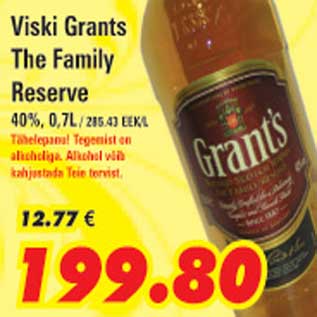 Allahindlus - Viski Grants The Family Reserve