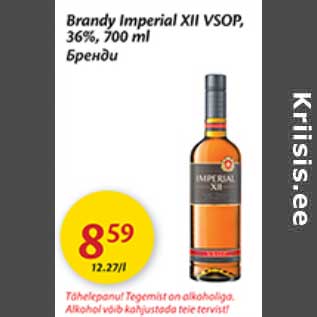 Allahindlus - Brandy Imperial XII VSOP, 36%, 700 ml