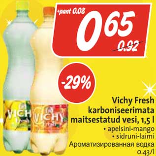 Allahindlus - Vichy Fresh karboniseerimata maitsestatud vesi, 1,5