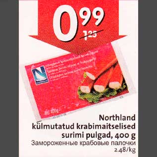 Allahindlus - Northland külmutatud krabimaitselised surimi pulgad, 400g