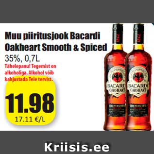 Allahindlus - Muu piiritusjook Bacardi Oakheart Smooth & Spiced