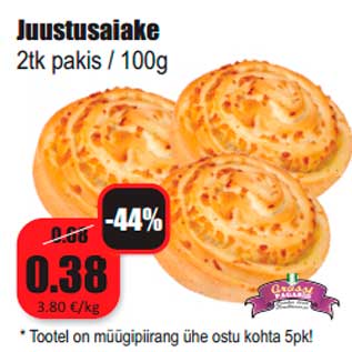 Allahindlus - Juustusaiake 2tk pakis / 100g