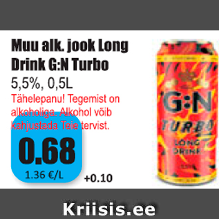 Allahindlus - Muu. alk. jook Long Drink G:N Turbo