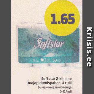 Allahindlus - Saftstar 2-kihiline majapidamispaber, 4 rulli