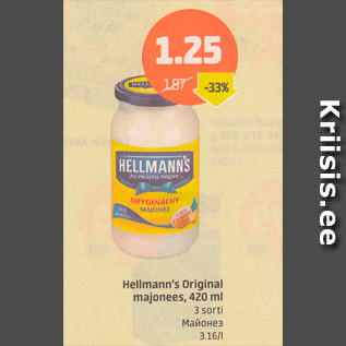 Allahindlus - Hellmann´s Original majonees, 420 ml