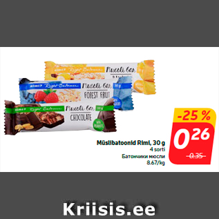 Allahindlus - Müslibatoonid Rimi, 30 g