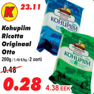 Allahindlus - Kohupiim Ricotta Originaal Otto