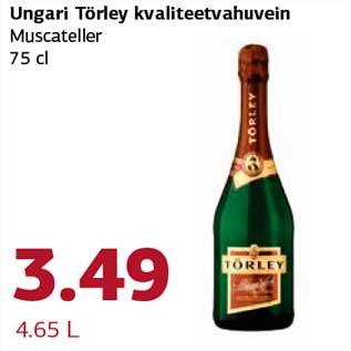 Allahindlus - Ungari Törley kvaliteetvahuvein Muscateller 75 cl