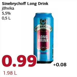 Allahindlus - Sinebrychoff Long Drink jõhvika 5,5%