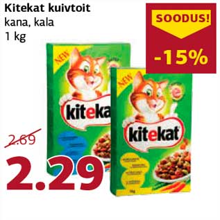 Allahindlus - Kitekat kuivtoit kana, kala 1 kg