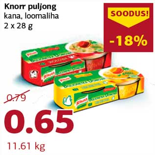 Allahindlus - Knorr puljong kana, loomaliha 2 x 28 g