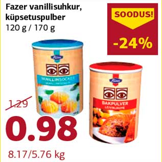 Allahindlus - Fazer vanillisuhkur, küpsetuspulber 120 g / 170