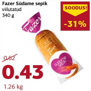 Allahindlus - Fazer Südame sepik viilutatud 340 g