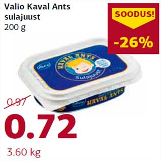 Allahindlus - Valio Kaval Ants sulajuust 200 g