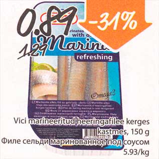 Allahindlus - Vici marineeritud heeringafilee kerges kastmes, 150 g